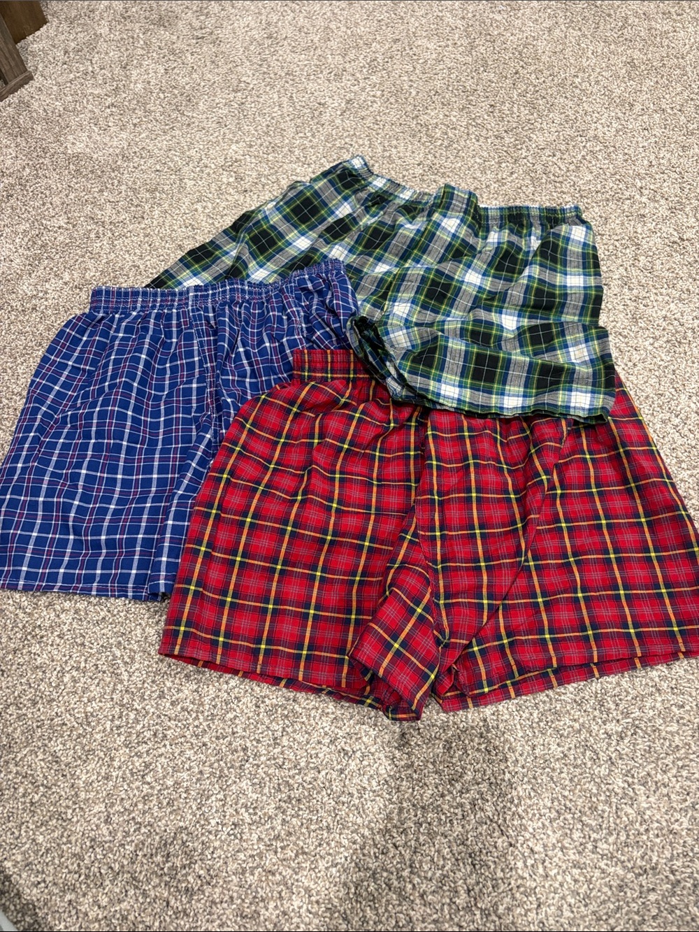 Fruit of the Loom Plaid Boxer Shorts - Red, Blue, Green